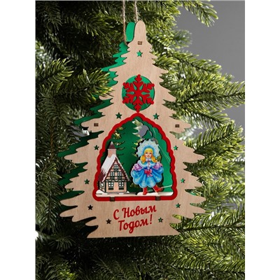 Подвеска световая «Снегурочка», 16×3x22.5 см, 6 LED, от батареек, свечение тёплое белое