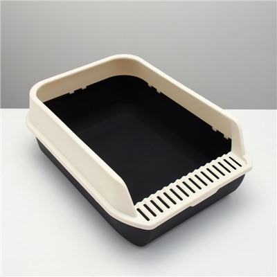 Туалет с высоким бортом с совком и фильтром, 50×36×21 см, чёрный