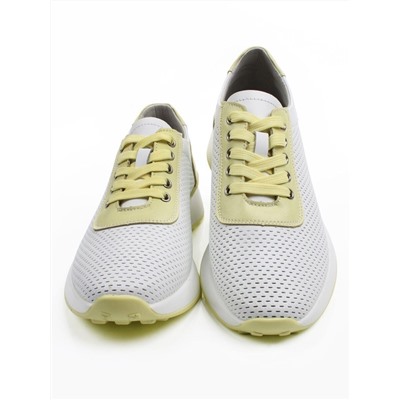 03-YC352-2 WHITE/YELLOW  Кроссовки летние женские (натуральная кожа)