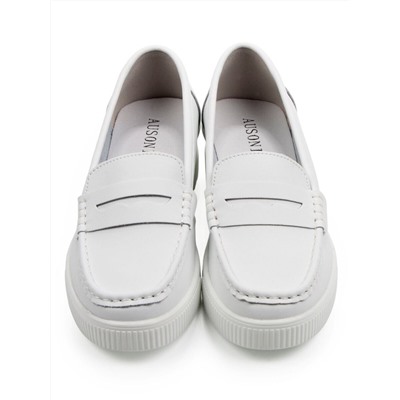 03-YD122-3 WHITE Лоферы женские (натуральная кожа)