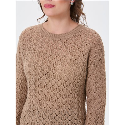 Джемпер вязаный бежевый с длинными рукавами