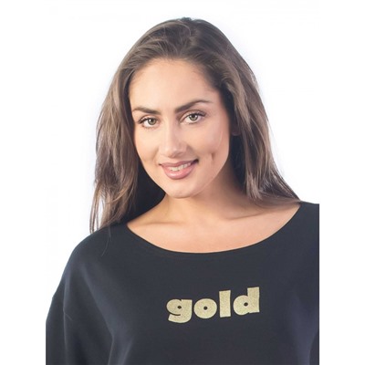 Платье из футера GOLD ФП1337П4 черное