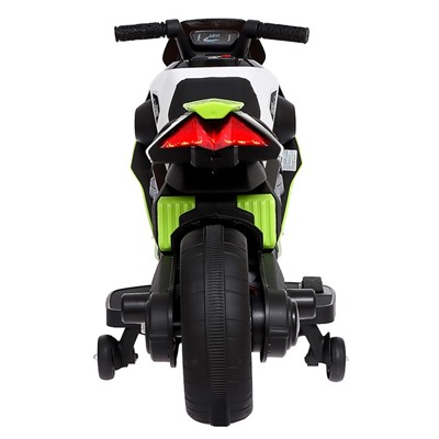 Электромобиль «Мотоцикл», 1 мотор, кожаное сидение, цвет бело-зелёный