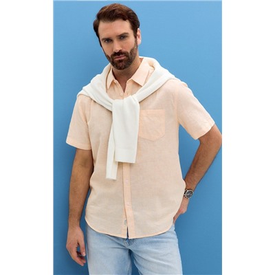 Рубашка к/р лен F111-0450 l.orange