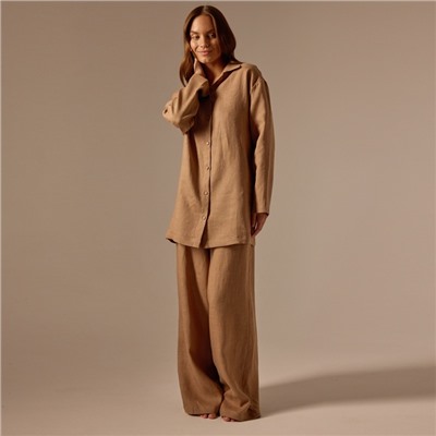 Пижама женская (рубашка, брюки) SL Home Linen, кофейная
