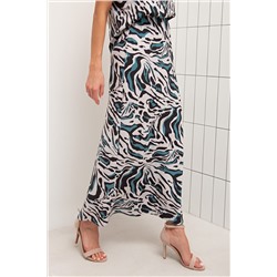 Юбка длинная бежевая с принтом Малика №2