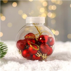 Ёлочные игрушки, шары новогодние , пластик, набор d-2 см, 18 шт "Небылица" красный