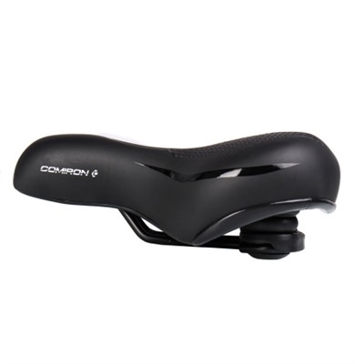Седло велосипедное комфортное COMIRON VIENNA C029 250x210, Технологии: SLOW FOAM, DW, ED. Эластомер, Верх: PU с пресс. принтом, Цвет: Чёрный /уп 20/