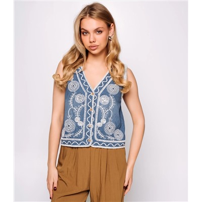 Джинсовый жилет #КТ812 (9), синий