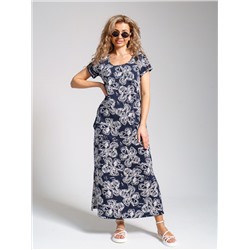 643 Платье "Цветы/т.синий"