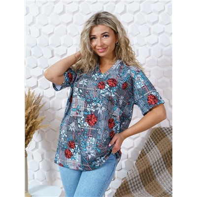 38ф футболка"терракотовые цветы"