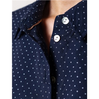 Блузка свободного силуэта в мелкий горошек из эластичного хлопка