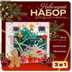 Новогодний подарочный набор косметики «Путешествие в новогоднюю сказку» для душа и ванны. Зеленая серия
