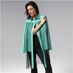 Рубашка комбинированное с сеткой, Срочно на обложку (бирюзовая)