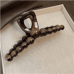 Краб для волос с коричневыми бусинами, 13 см.