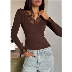 Лонгслив с кружевом