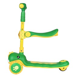 Самокат 3-х колесный SCOOTER Дино / 8101 /уп 8/ зелёный