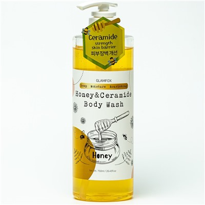 GLAMFOX Гель для душа МЁД И ЦЕРАМИДЫ Honey Ceramide Body Wash 750 мл