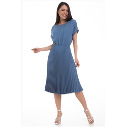 Платье миди синее с юбкой плиссе