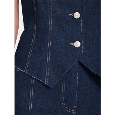 Жилет джинсовый тёмно-синего цвета