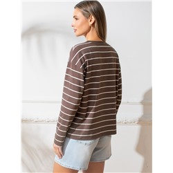 Лонгслив в полоску из премиального хлопка с эластаном