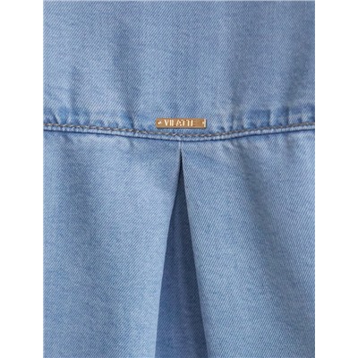 Укороченная блузка с кулиской из джинсового лиоцелла