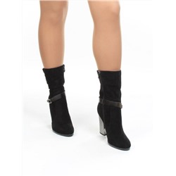 02-YF189-061M BLACK Полусапоги зимние женские (натуральная замша, натуральный мех (еврозима))