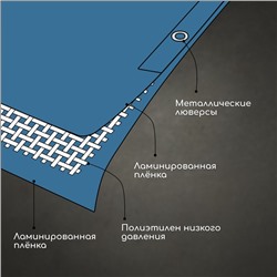 Тент защитный, 3×2 м, плотность 60 г/м², УФ, люверсы шаг 1 м, МИКС