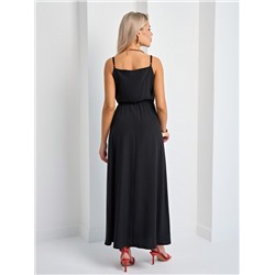 Платье длины макси чёрное с разрезом по переду 46 размера