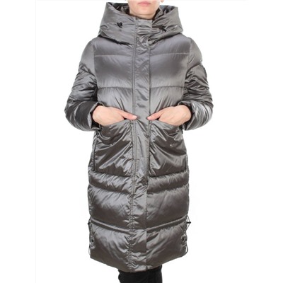 9106 DARK GREY Пальто зимнее женское  FLOWEROVE (200 гр. холлофайбера)