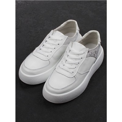 03-C140-9 WHITE Полуботинки спортивные женские (натуральная кожа)