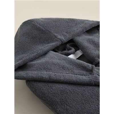 Халат махровый с капюшоном женский SL HOME: Basic «Гри Сандре», хлопок 100%, тёмно-серый