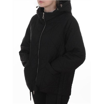 8061 BLACK Куртка стеганная демисезонная женская (100 гр. холлофайбер)
