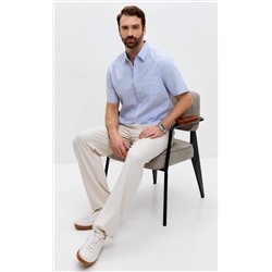 Рубашка к/р лен F111-0450 l.blue stripes