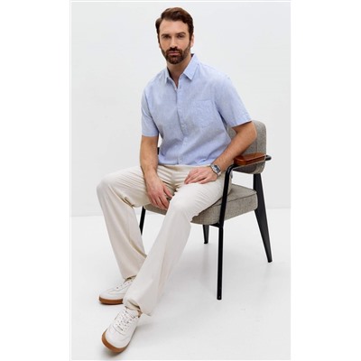 Рубашка к/р лен F111-0450 l.blue stripes