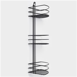 Полка для ванной угловая 3-ярусная, 20×20×66 см, чёрная
