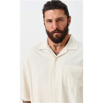 Рубашка к/р лен F611-0423 beige