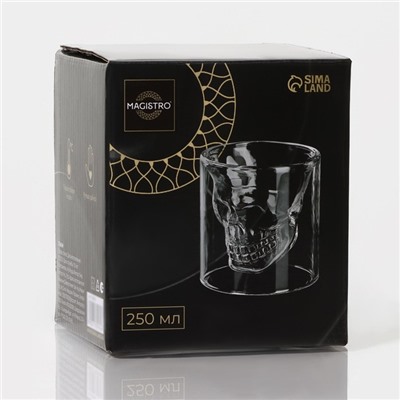 Стакан Magistro «Череп», 250 мл, 9×10 см, с двойными стенками, стекло, прозрачный