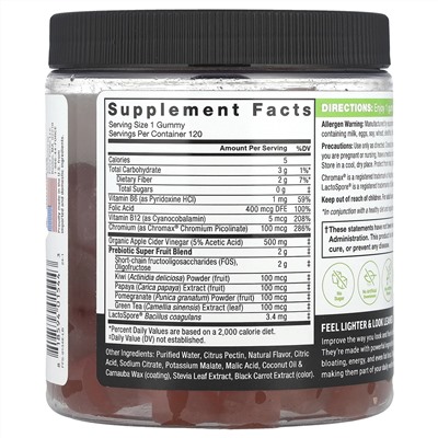 Force Factor, ProbioSlim®, жевательные мармеладки с кето-уравновешиванием, яблоко, 120 жевательных таблеток