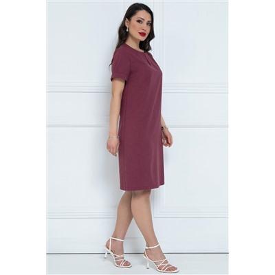 Платье короткое с разрезом в цвете марсала