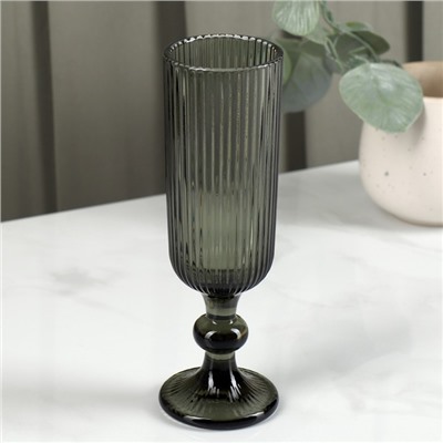 Бокал для шампанского Magistro «Грани», 150 мл, 5.5×18.5 см, стекло, графит