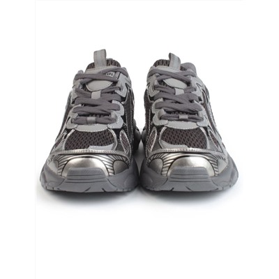 05-P247-1 BLACK/SILVER Кроссовки женские (искусственные материалы, сетка)
