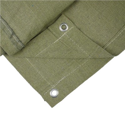 Брезент огнеупорный, 3×3 м, плотность 400 г/м², люверсы шаг 1 м, хаки