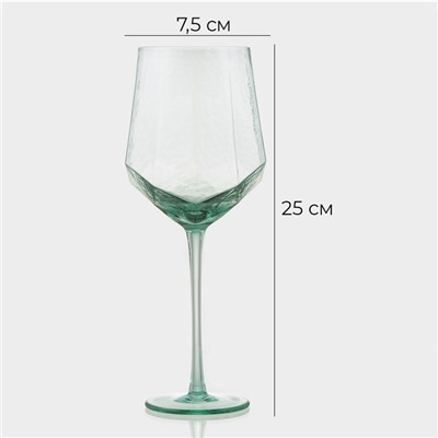 Бокал для вина Magistro «Дарио», 500 мл, 7.3×25 см, стекло, бирюзовый