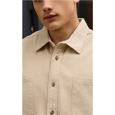 Рубашка вельвет F221-0470 l.beige