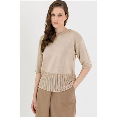 Блуза вязаная бежевого цвета