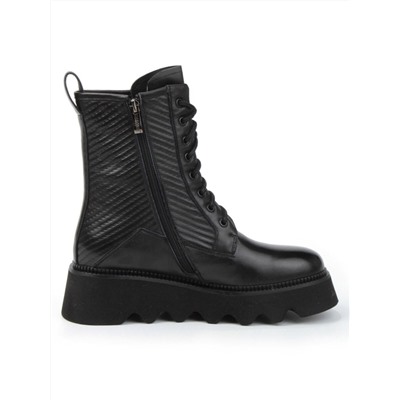 01-C1112-1 BLACK Ботинки демисезонные женские (натуральная кожа, байка)