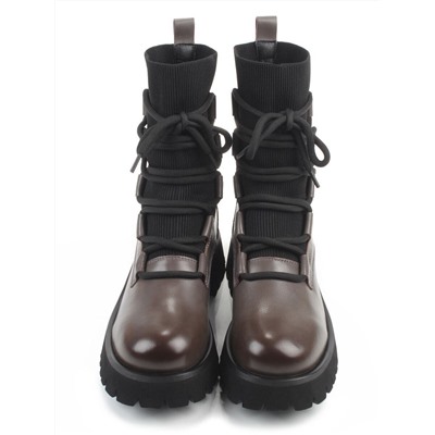 01-XKL21-196R GRAY/BROWN Ботинки демисезонные женские (натуральная кожа, байка)