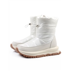 02-WA010-3M LT. BEIGE Сапоги "Дутики" зимние женские (натуральная кожа, курточная ткань, 100% шерсть)