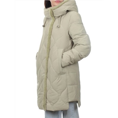 310 OLIVE Пальто зимнее стеганое женское (200 гр. холлофайбер, натуральная норка)
